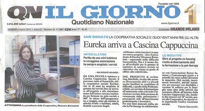 Eureka arriva a Cascina Cappuccina