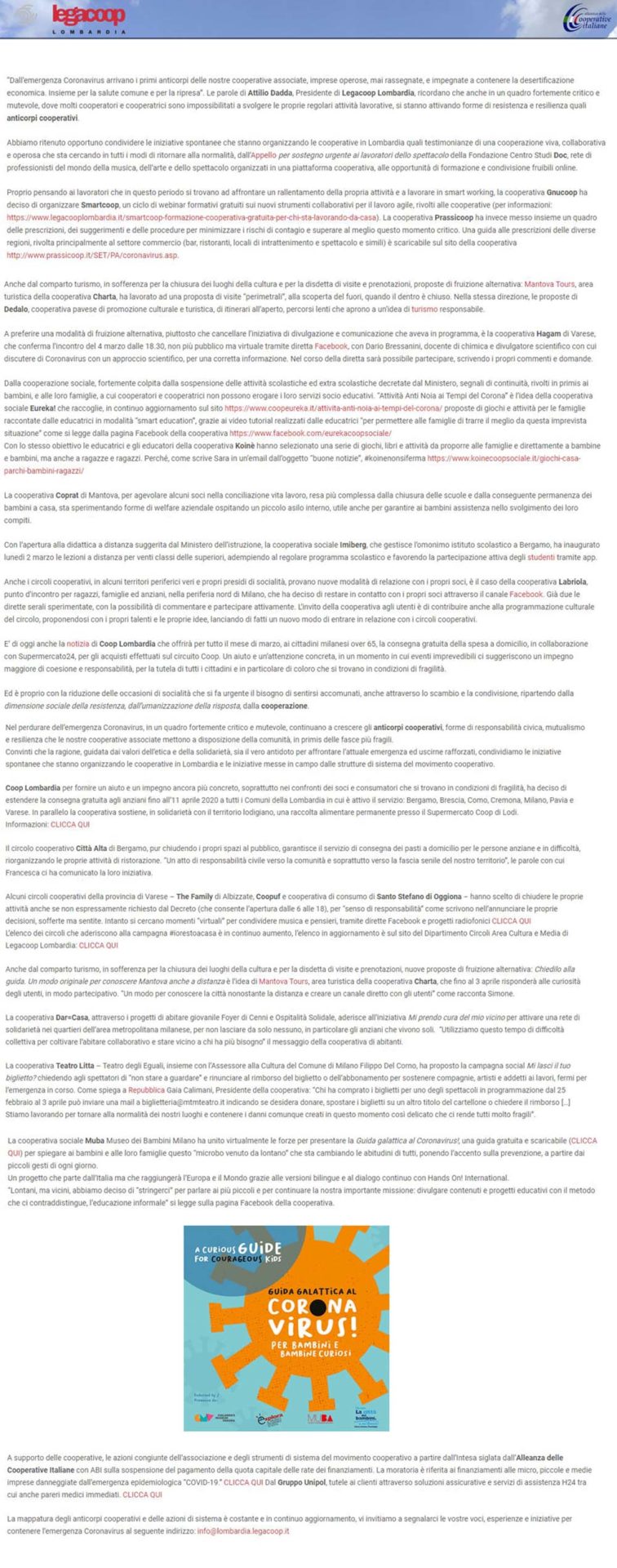 Anticorpi cooperativi: voci, esperienze e iniziative per contenere l’emergenza coronavirus