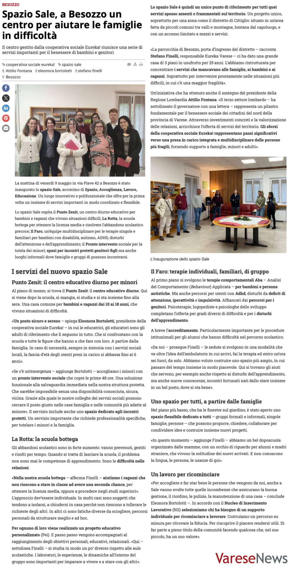 Spazio Sale, a Besozzo un centro per aiutare le famiglie in difficoltà